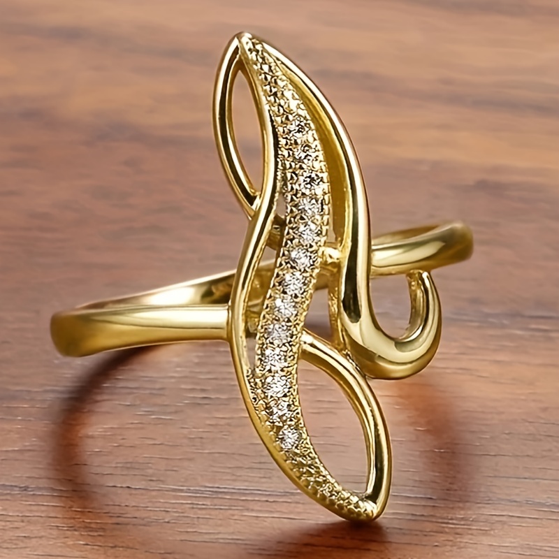 Anillo Elegante Chapado En Oro 18k Pavimentado Circonia Temu Spain