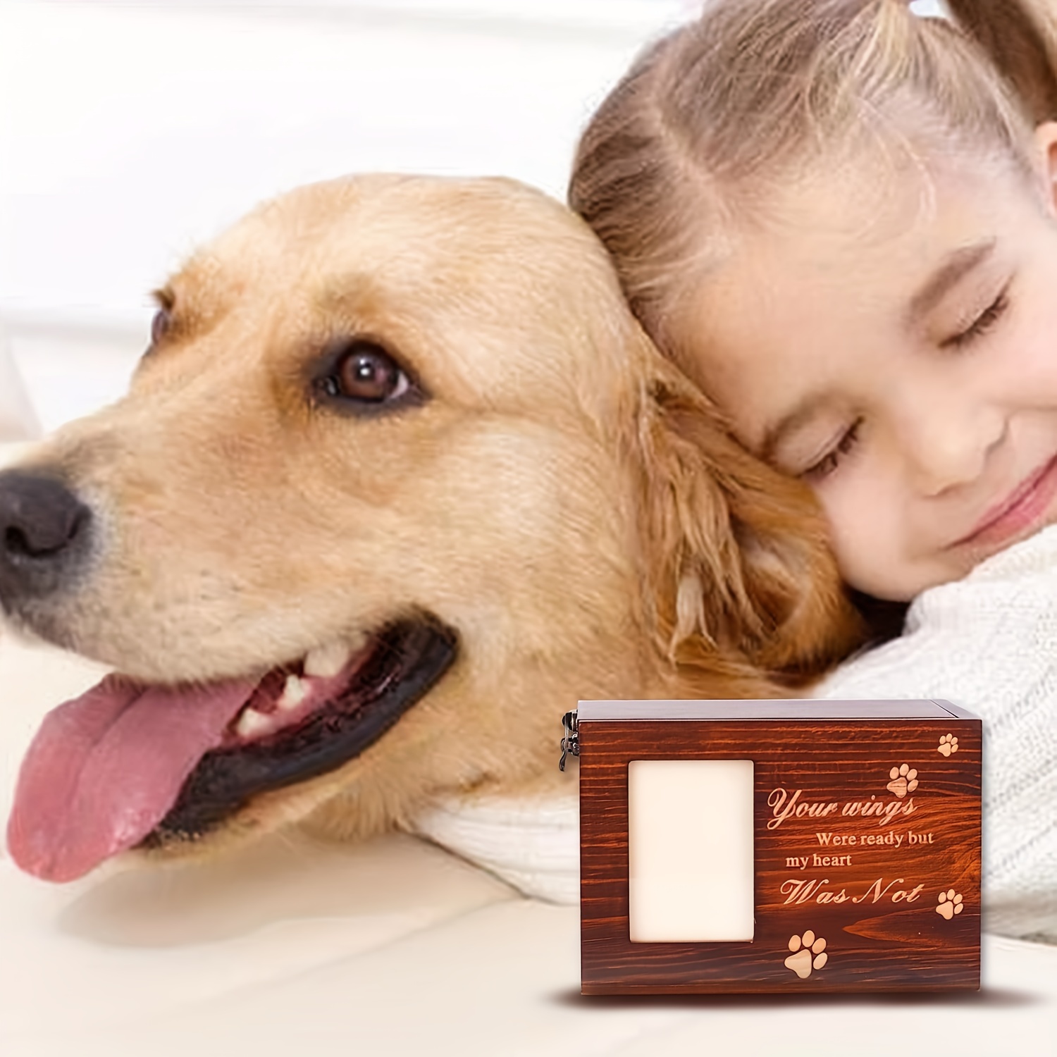 Pet Memorial Photo Frame Urn Wooden Keepsake Cat Dog Memory Box