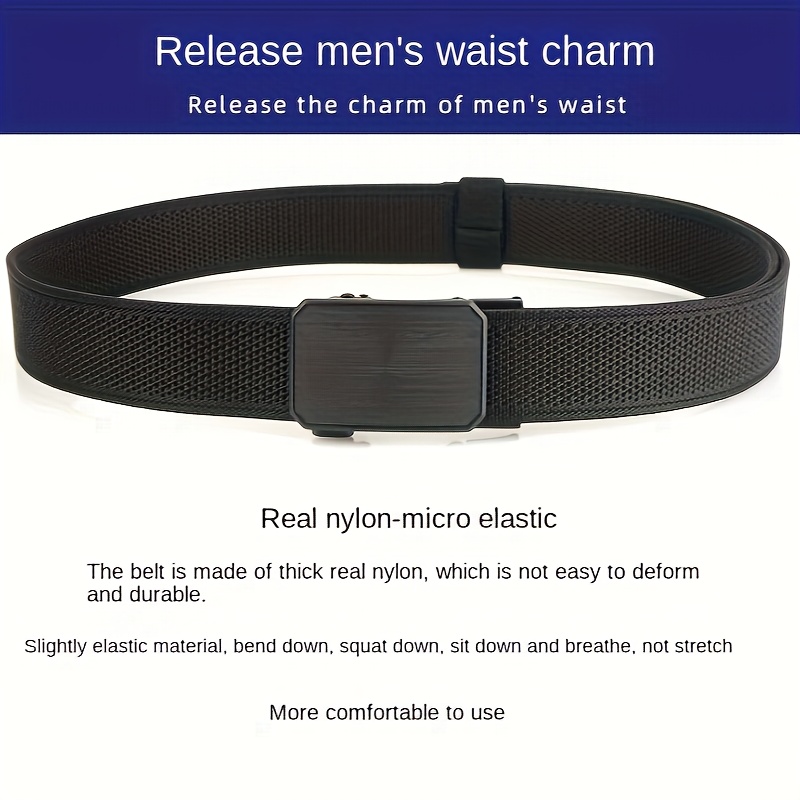 Toothless Automatic Buckle Nylon Belt, Men's Elastic Simple Business Belt