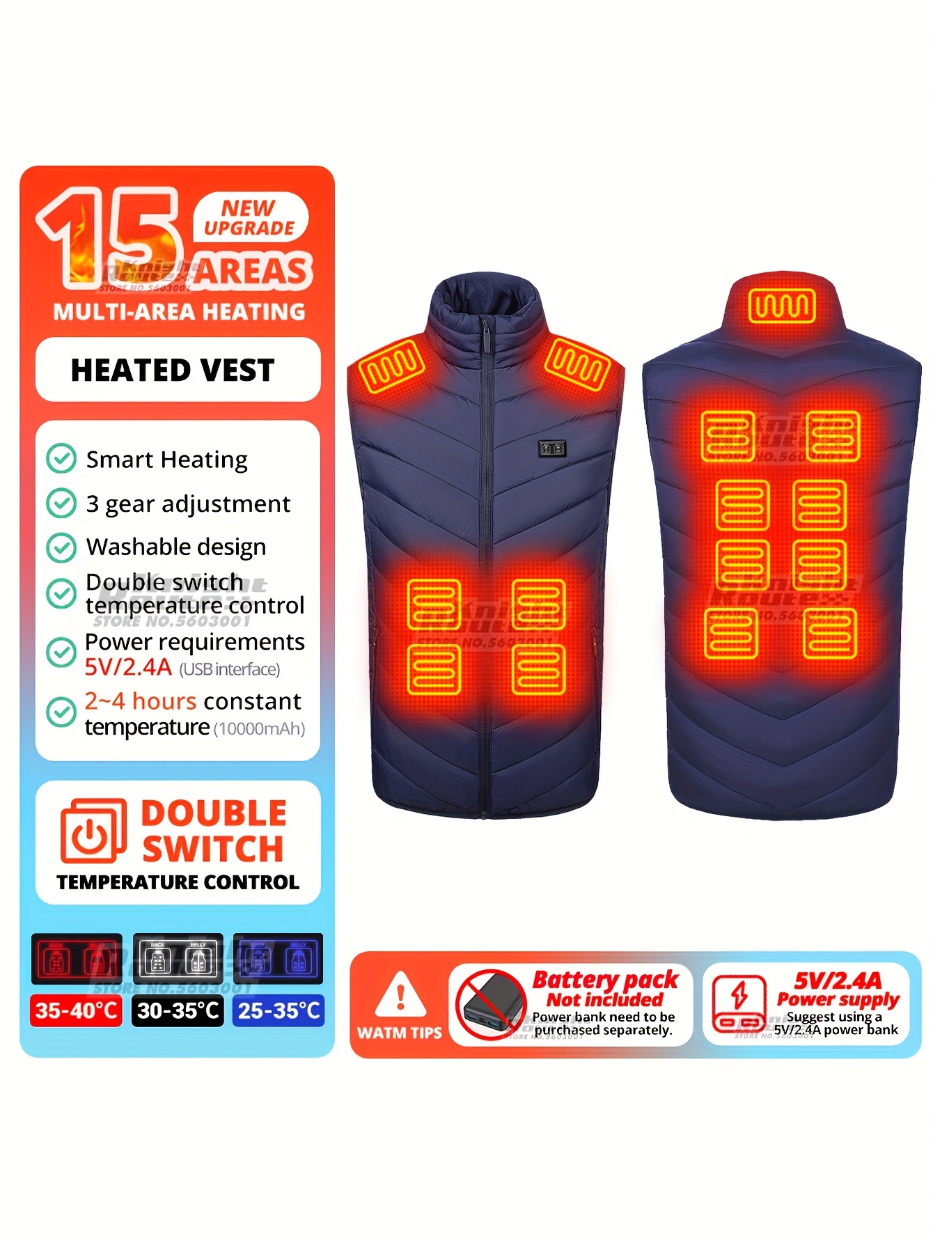 Acheter 9/19 zones veste chauffante femme gilet chaud USB veste