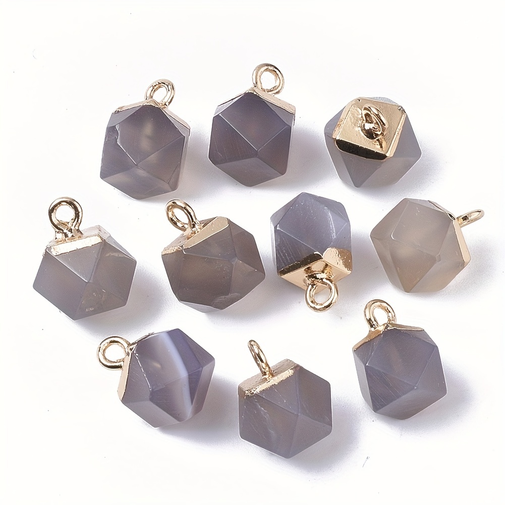 Natural Quartz Crystal Charms, with Top Golden Plated Iron Loops