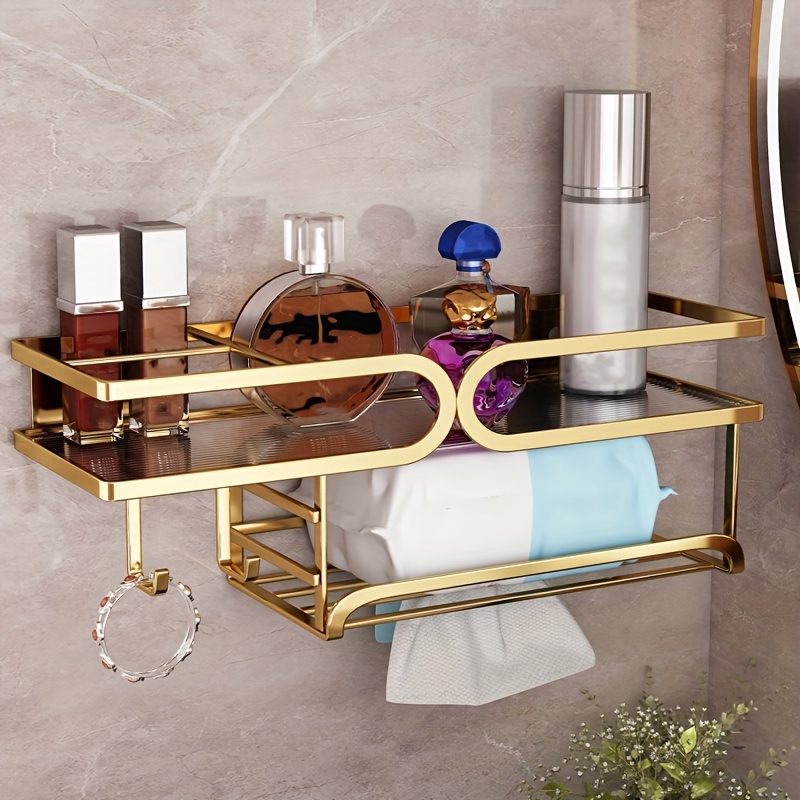 Wall Mounted Bathroom Shelf Cosmetic Storage Rack Shower - Temu
