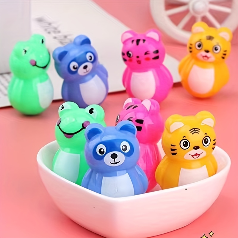 5PCS Cartoon Tumbler Piggy Tiger Animal Cute Plastic Children's Educational Toy  Mini Tumbler Leisure Nostalgic Small