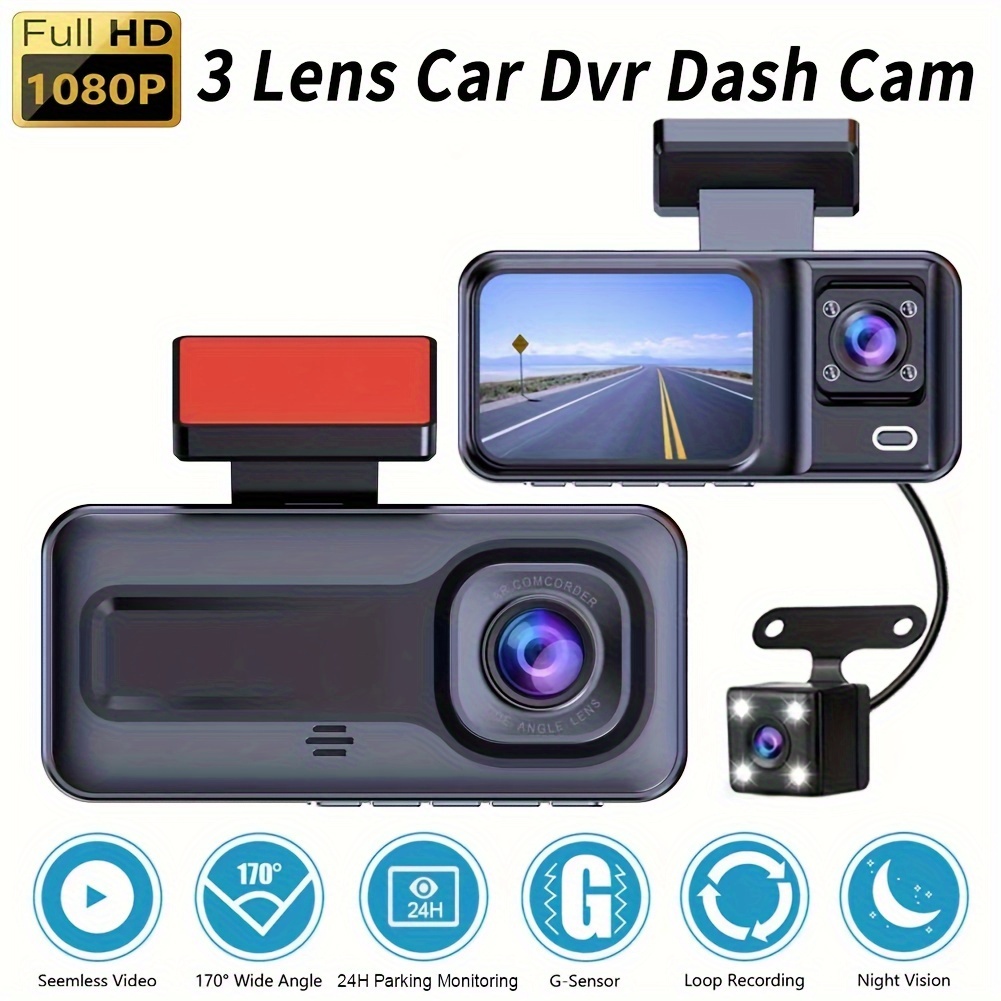 1080p Car Dash Cam 2 Cámara Grabación Ciclo Grabadora Video - Temu