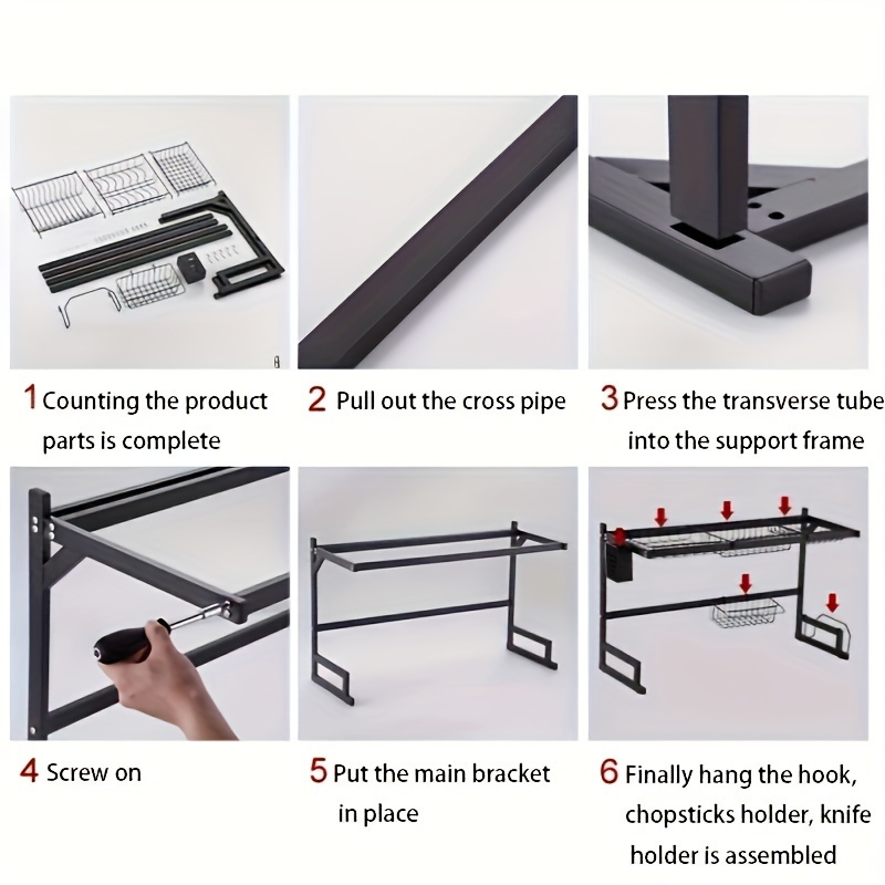 ZJYWMM Estante organizador de platos de acero inoxidable y revestimiento  negro para cocina, estante de almacenamiento para secar platos, soporte  para