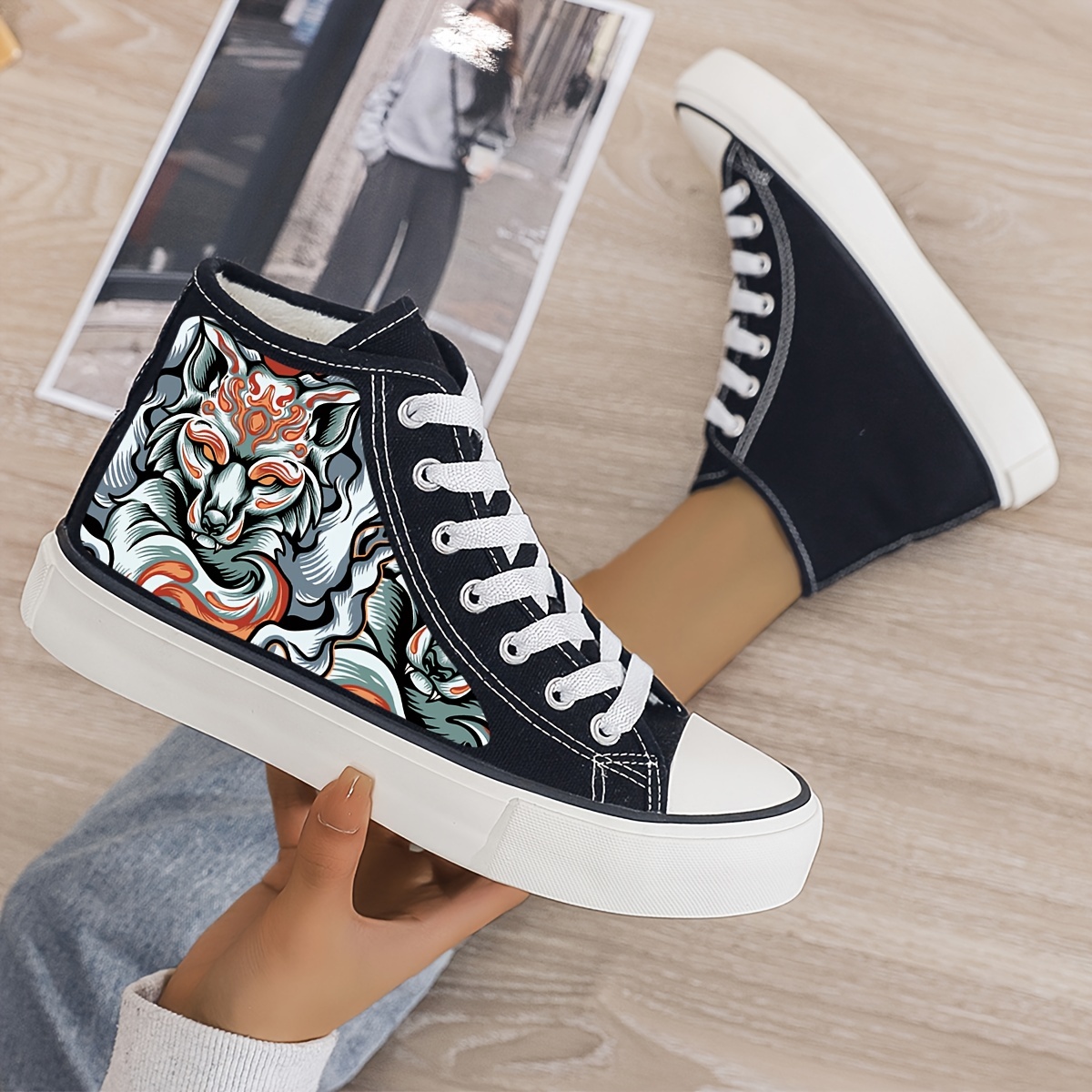 Animal Print Plush Lined Thermal Chunky Canvas Sneakers