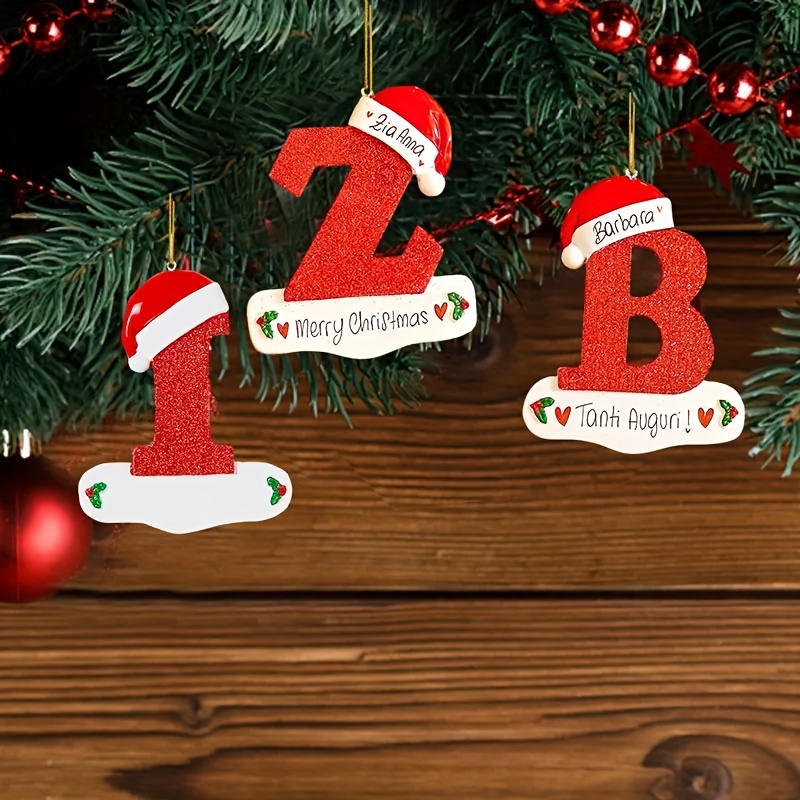 Christmas Tree Ornaments Initials B with Christmas Hat, Christmas Tree  Decoration Pendant 26 Letter, Funny Novetly Personalized Xmas Decor for
