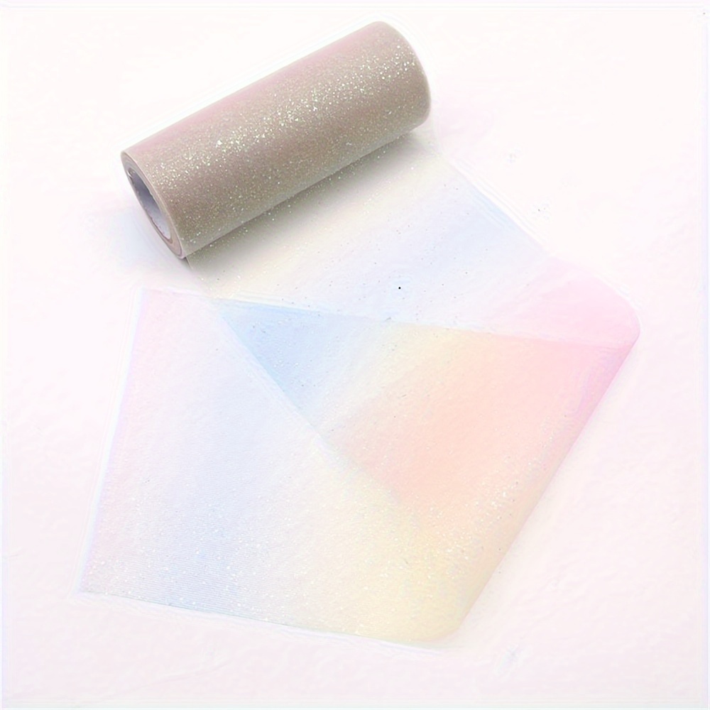 6Inch x 10 Yard Rainbow Glitter Tulle Ribbon Rolls Gradient Tulle