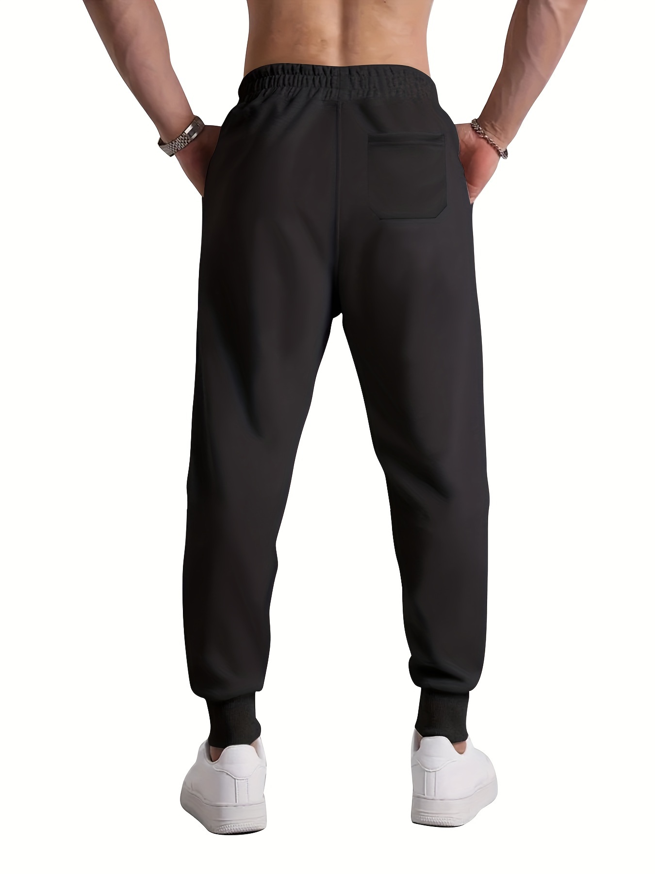 Classic Design Tapered Joggers Men's Casual Stretch Waist - Temu