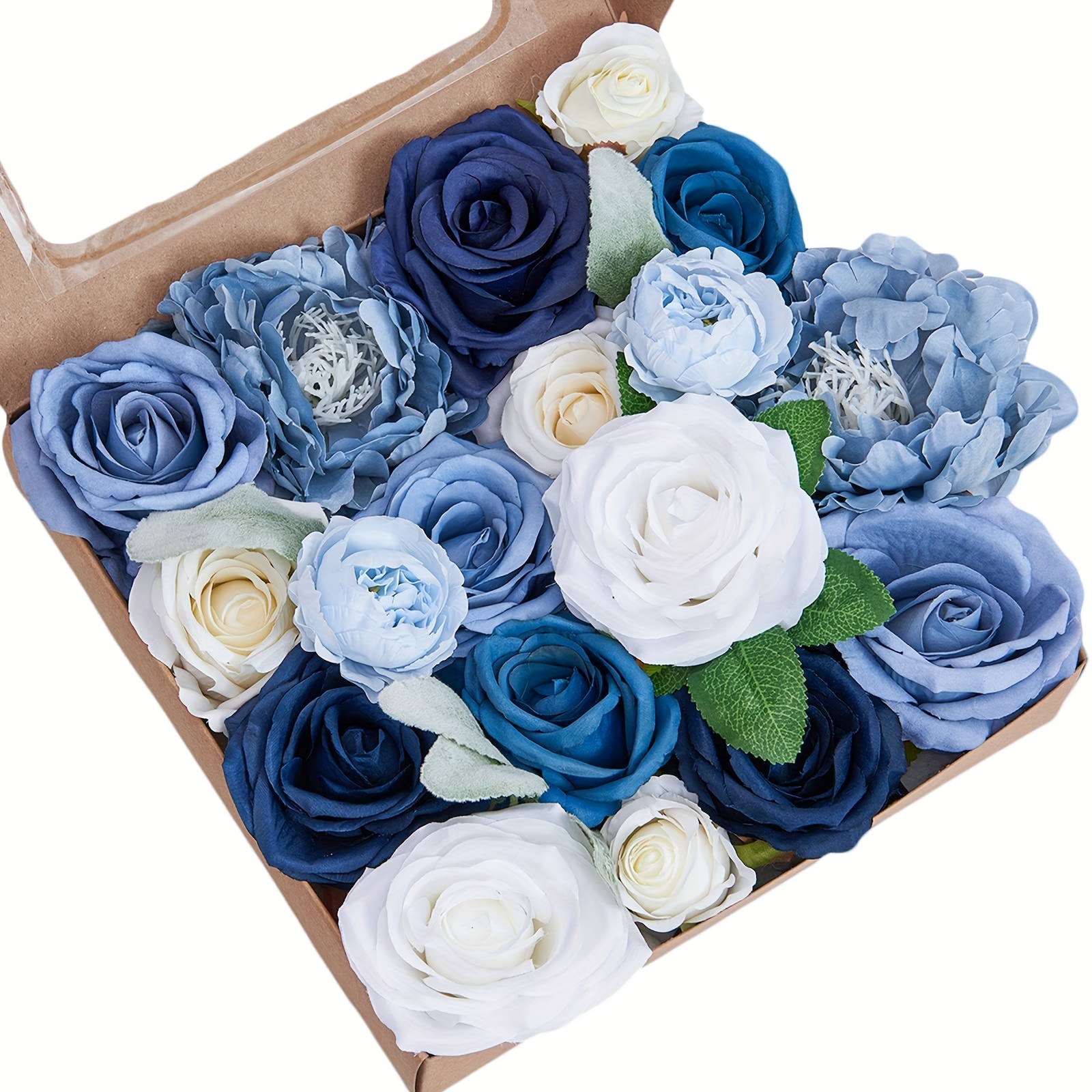 Artificial Flowers Combo Box Set DIY Bouquet Centerpiece Faux Flowers Bulk  Handmade Silk Flowers with Leaves Stems for Wedding Bridal Baby Shower Cake