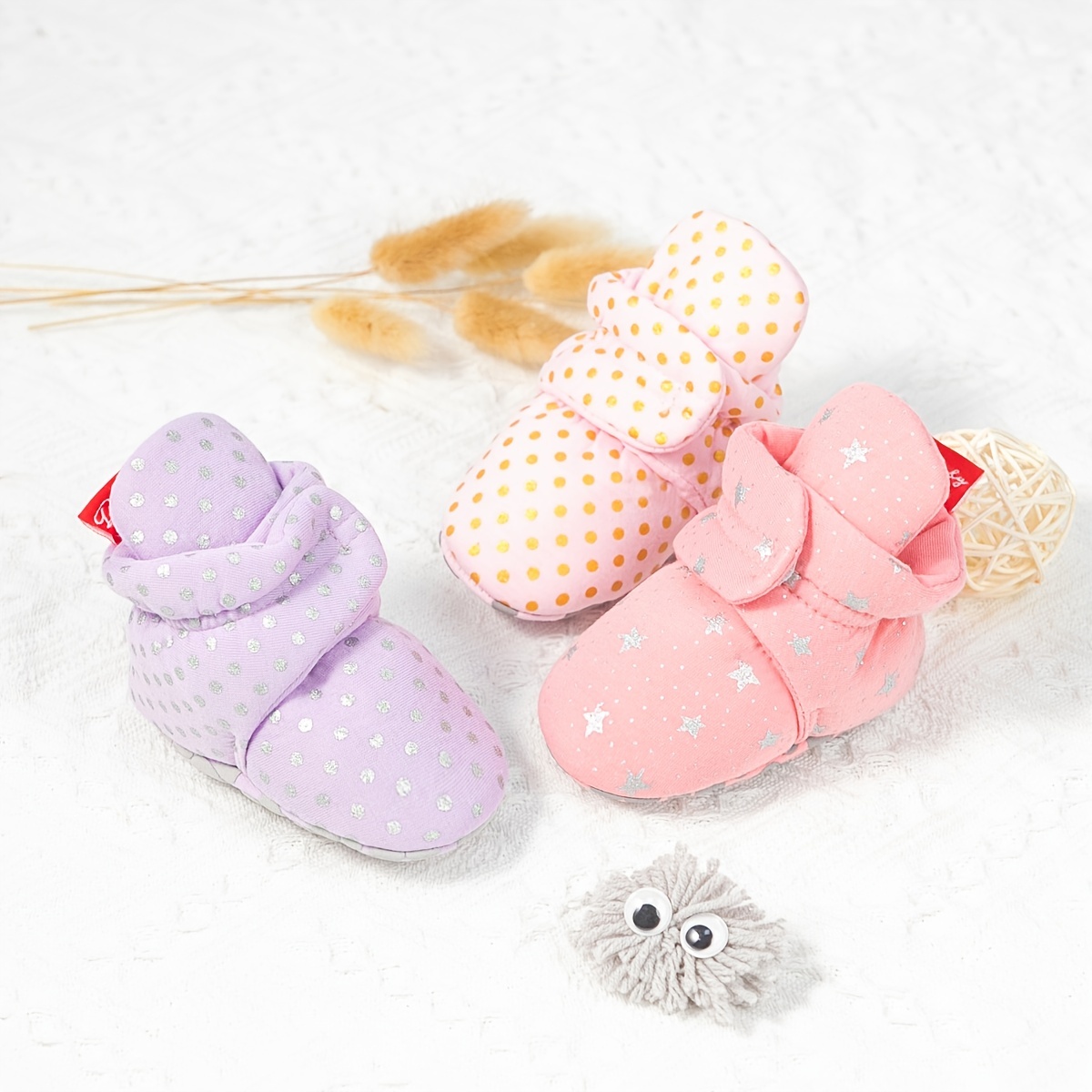 Chaussons bébé filles en polaires rose