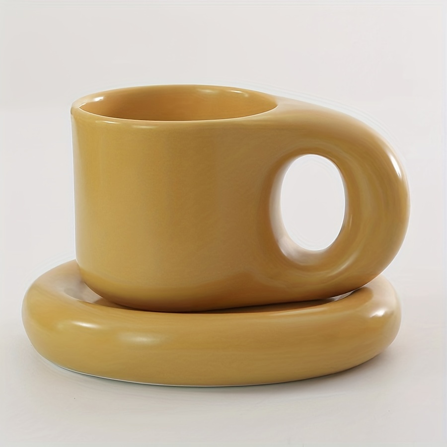 Ceramic Coffee Mug With Fat Handle Dishwasher And Microwave - Temu