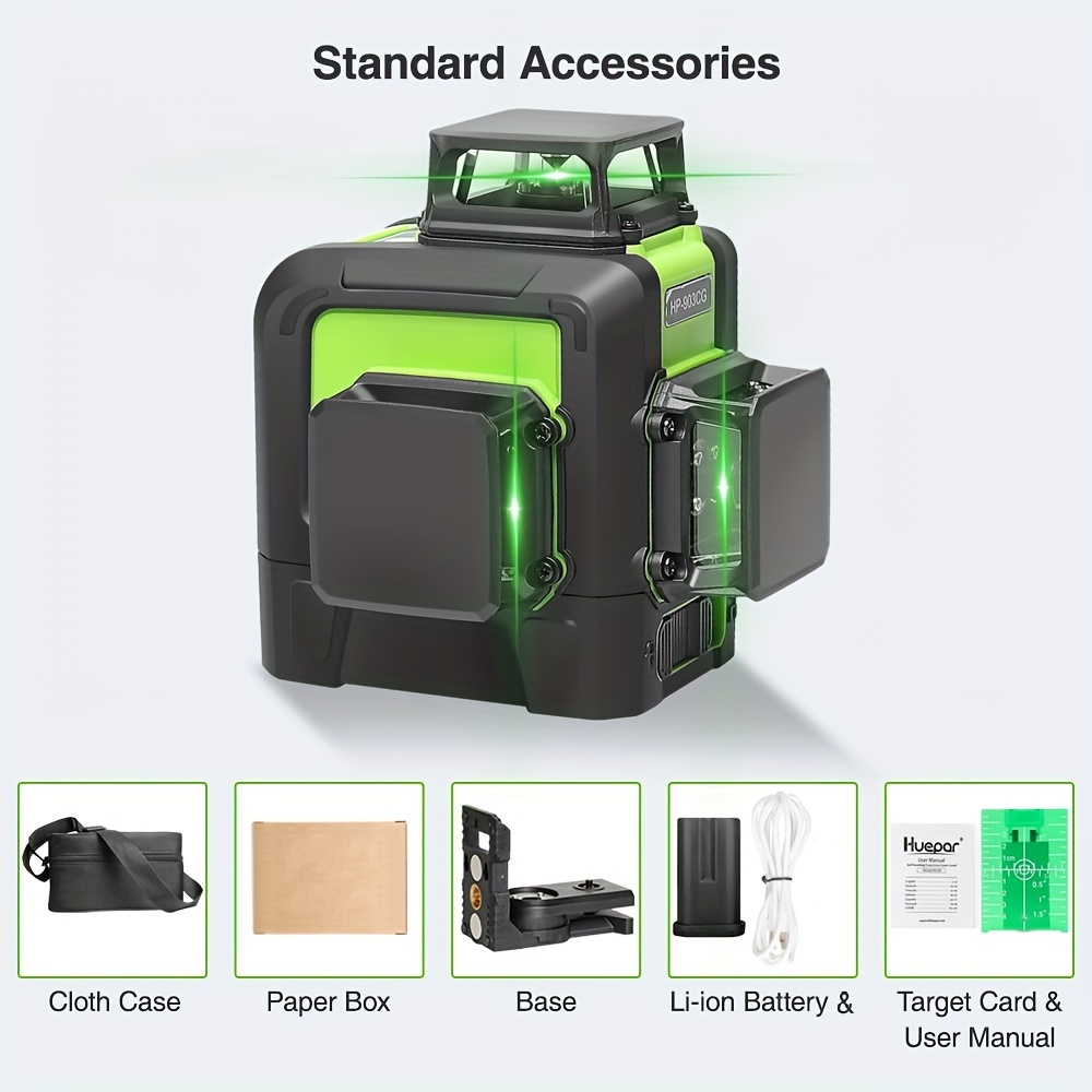 Huepar S04CG 16 lines 4D Cross Line Laser Level Bluetooth & Remote Control  Functions Green Beam Lines With Hard Carry Case