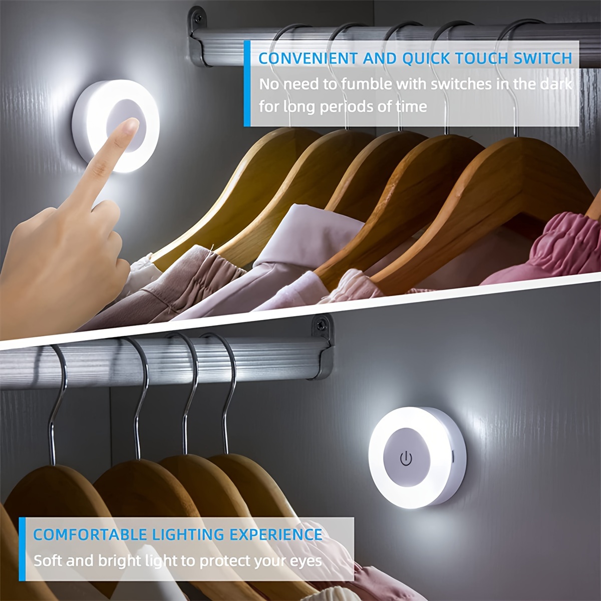 1pc LED Touch Night Light, Bedroom Decorative Light, Dimmable, Suitable For Aisle, Bedroom, Washroom, Living Room, Wardrobe, Cabinet (Warm Light/White Light) details 9