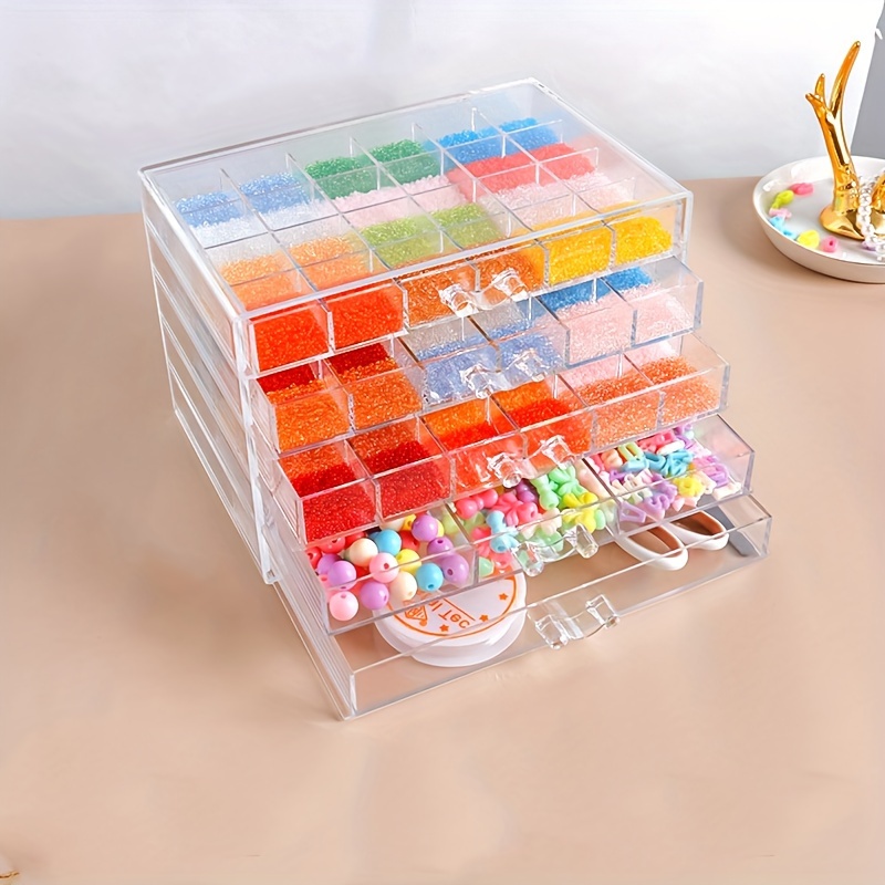 Beads Storage Box Desktop Jewelry Transparent Drawer Sub - Temu