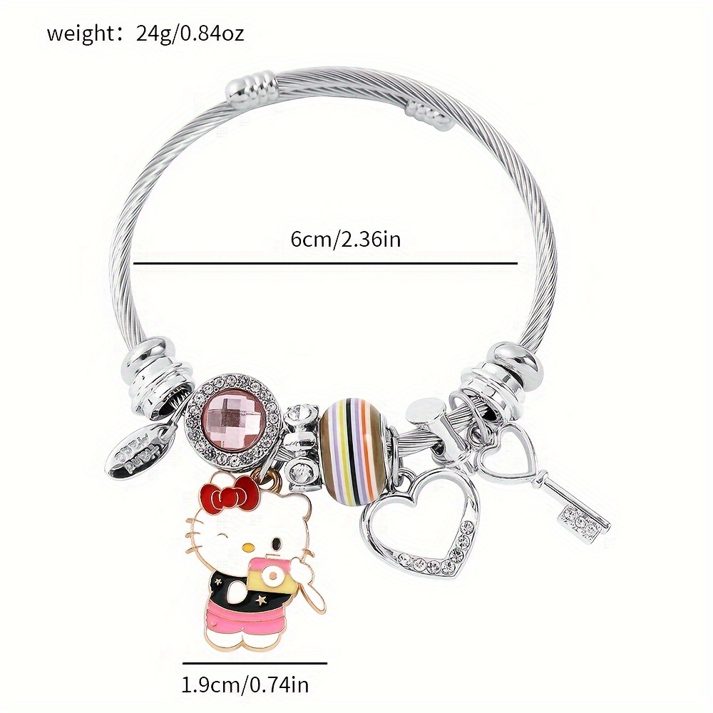 Sanrio Accessories Kawaii Hello Kitty Bracelet Charms Metal Cartoon Cute  Y2k Jewelry Sweet Gifts For Girls