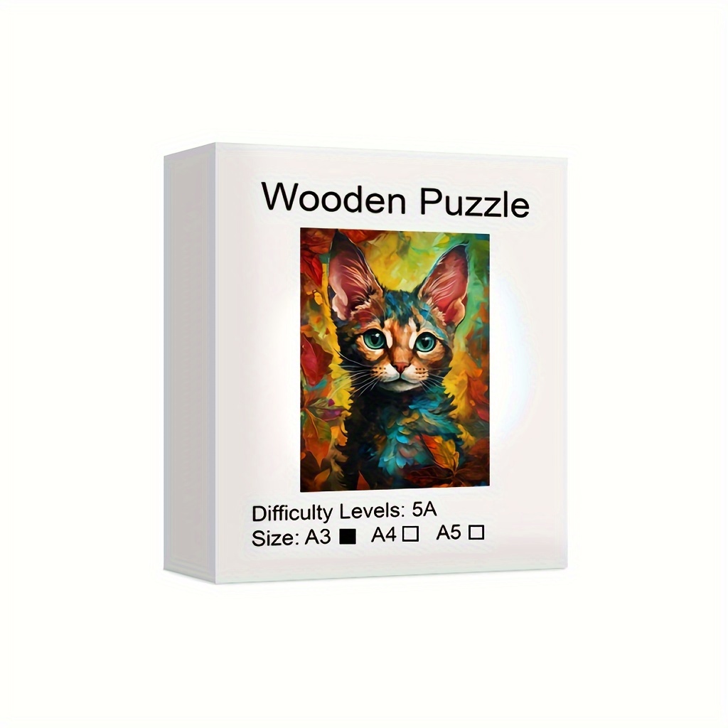 Color changing Cat Wooden Puzzle Irregular Animal shaped - Temu