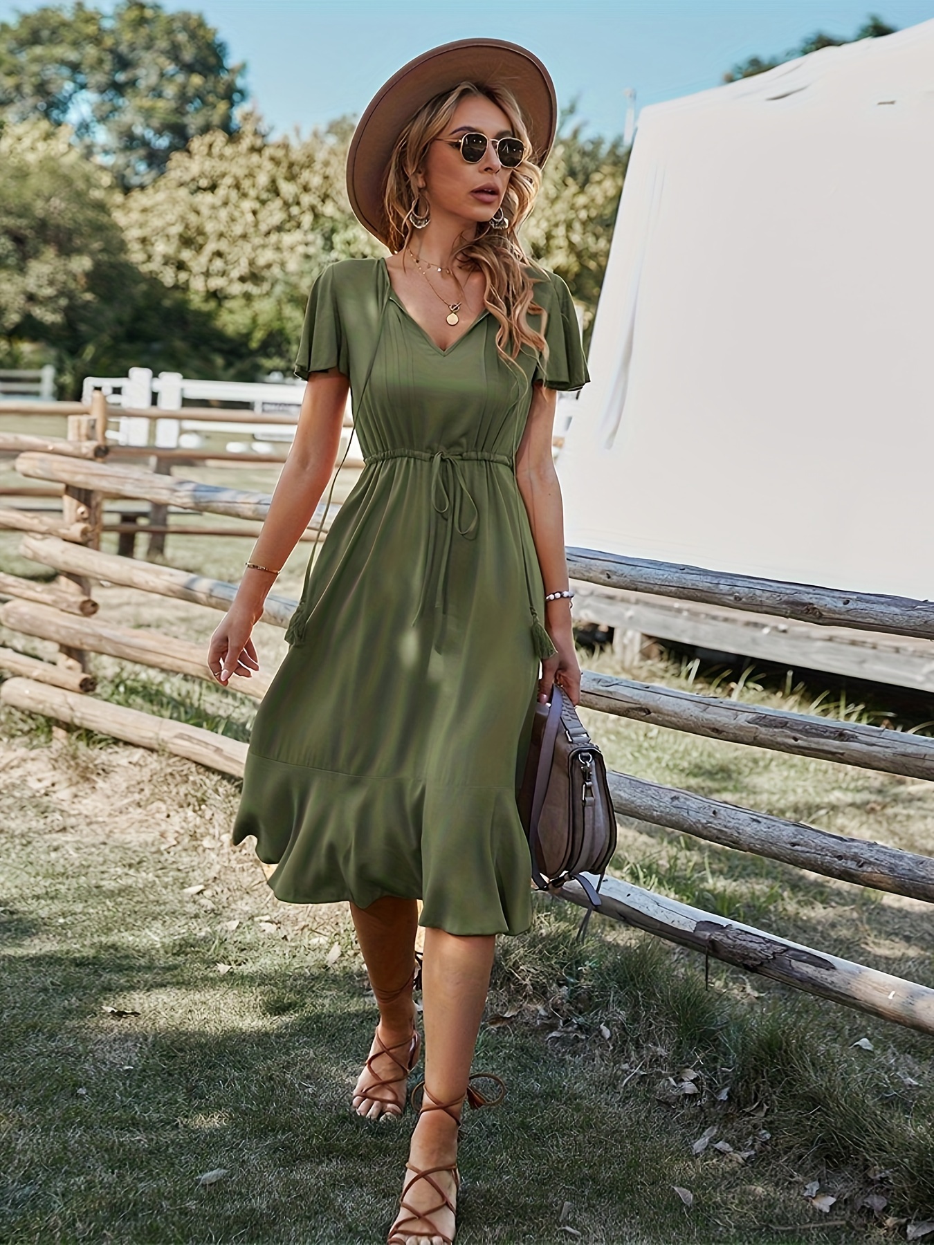 Olive green shop summer dress