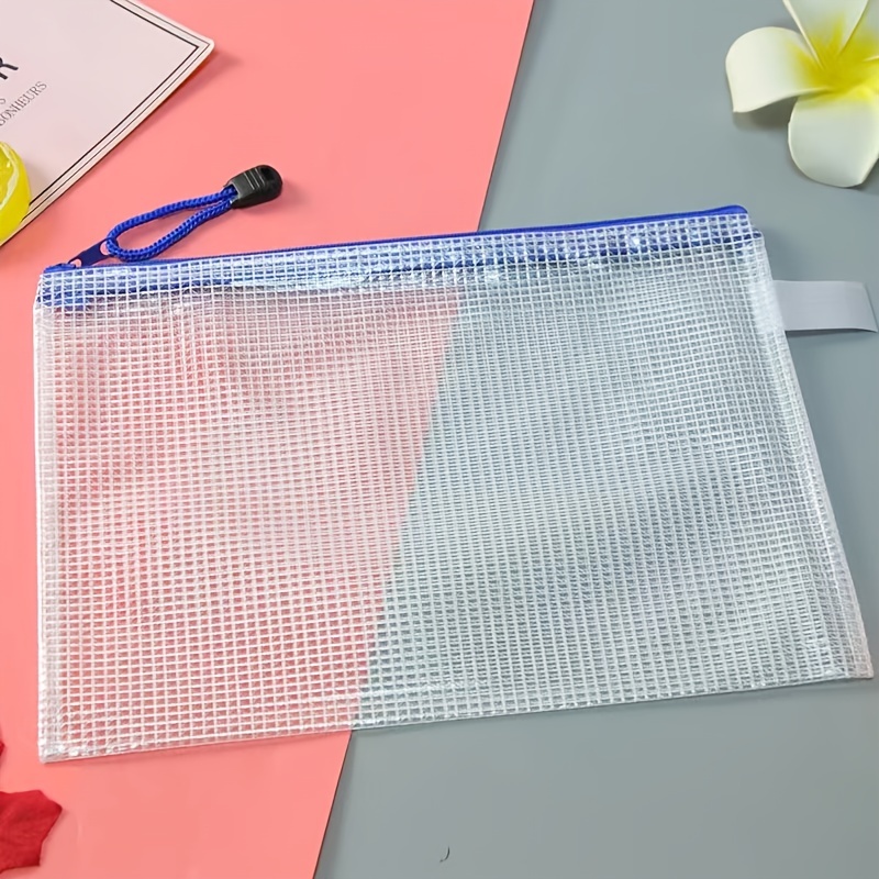 18pcs Mesh Zipper File Pouch, A4 Letter Size, Waterproof Document