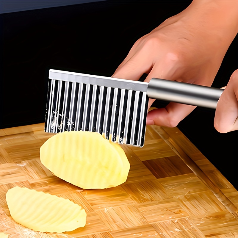 Crinkle Cutter Knife, Potatoes Crinkle Fry Cut And Vegetable Cutter For  Veggies, Stainless Steel Carrot Slicer