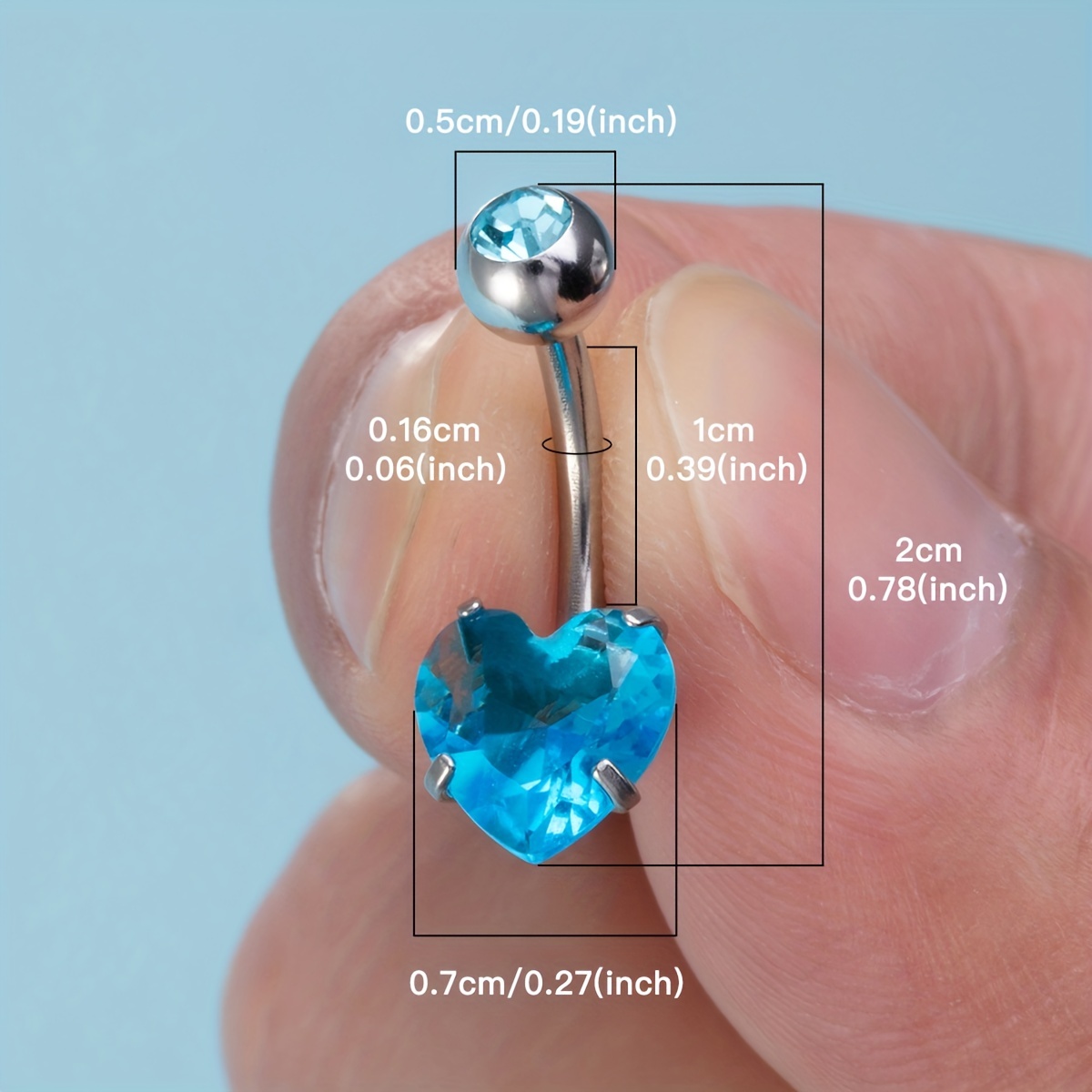 Zircon Belly Button Rings Navel Piercing Heart Round Square - Temu