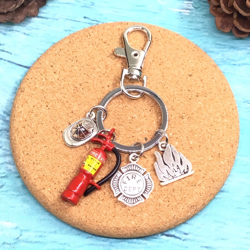 1pc Firefighter Keychain For Men, Fire Keyring, Fire Extinguisher  Keychain, Fireman Gift