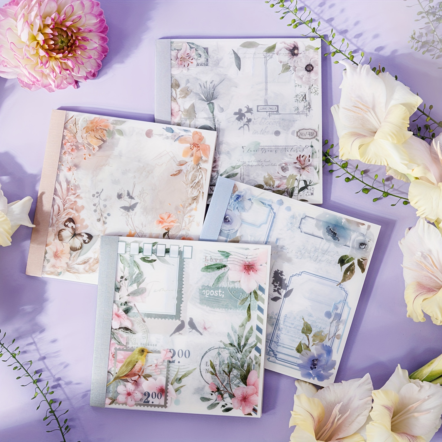 

20pcs/pack Sticker Book, Writing Flower Period Series, Double Material Die Cut Diary Material Memo Book