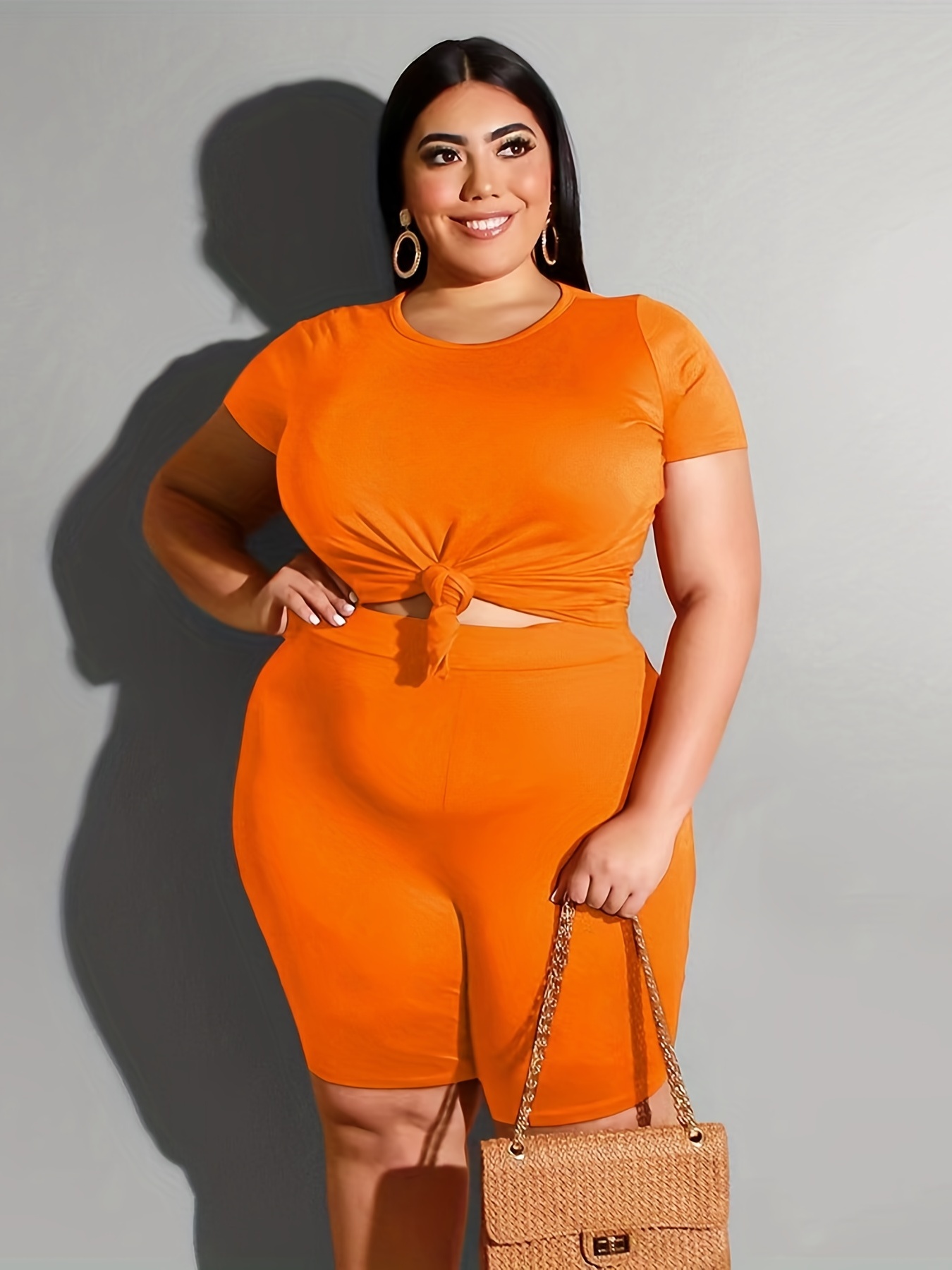 SELONE Plus Size Dress for Women Two Piece Outfits Plus Size Dressy Fashion  Summer Froral Print Casual Short SLeeve Top+ Pant Set 6-Orange XXL