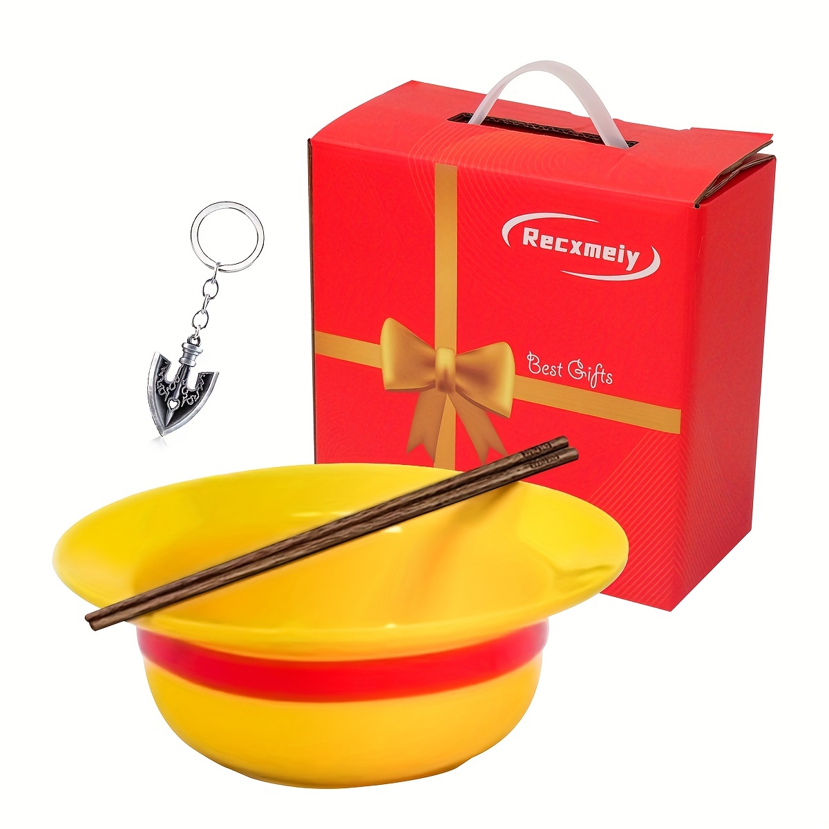 Anime One Piece Ramen Bowl Set with Chopsticks - Luffy Straw Hat Design for  Noodles, Udon, Snacks, and More - One Piece Gift for Anime Fans and
