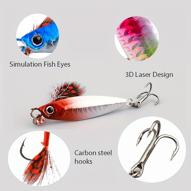5PCS Fishing Jigs with Assist Hooks Slow Pitch Jigs Fishing Lures Saltwater  Jigs Spoon Lures Fishing Spoons for Bass