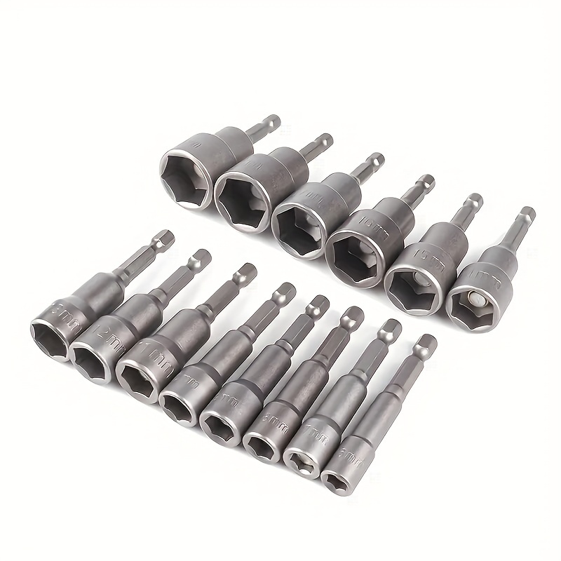 9/14pcs 5mm-13mm Hexagon Socket Sleeve Set Nozzle Nut Driver Power Nut  Driver Tool Screwdriver Set Fixed Drill Bit Set Hand Tool - AliExpress