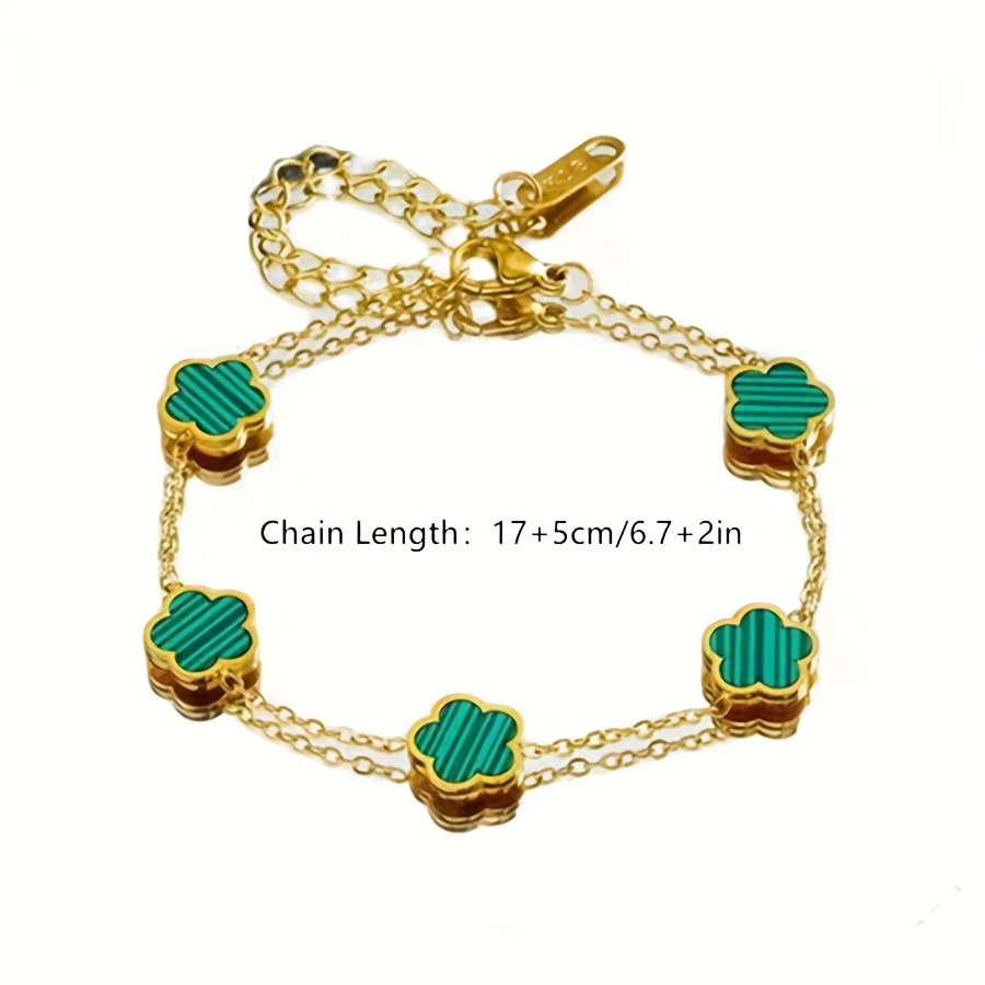 18k Gold Plated Flower Design Stainless Steel Bracelet - Temu