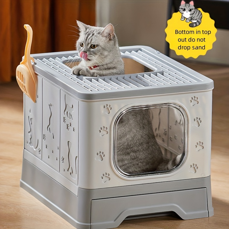 Fully Enclosed Cat Litter Box Anti splashing Cat Litter Box - Temu