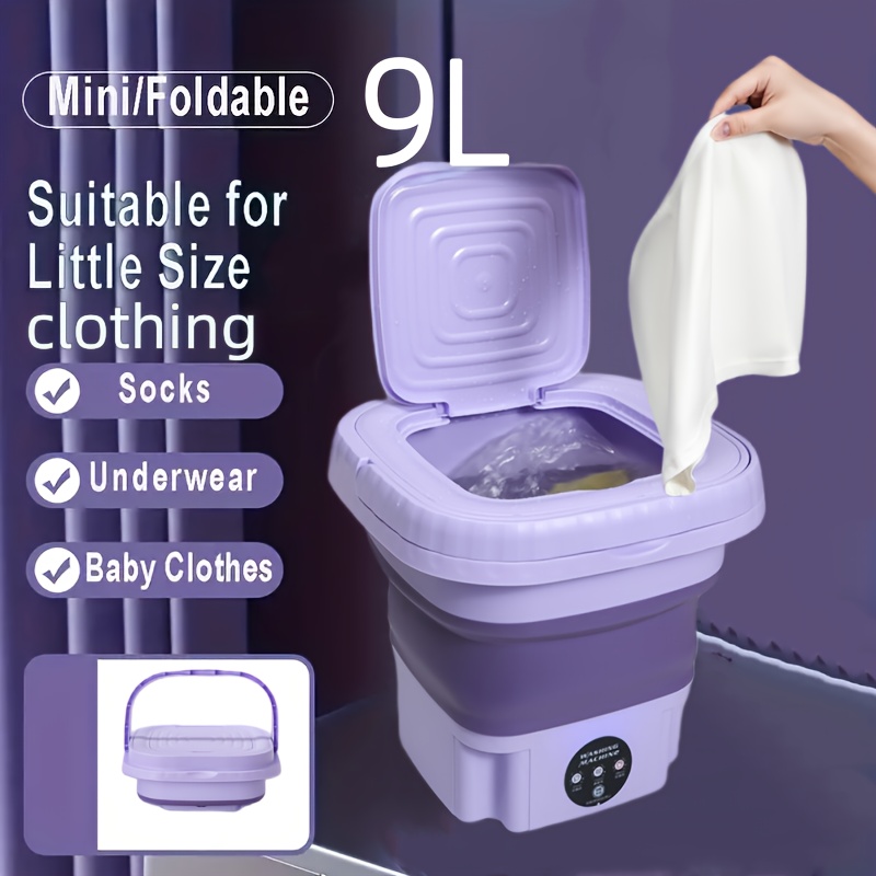 Portable Washing Machine, 2.38gal Foldable Mini Washing Machine, Small  Washer For Baby Clothes,noise Reduction