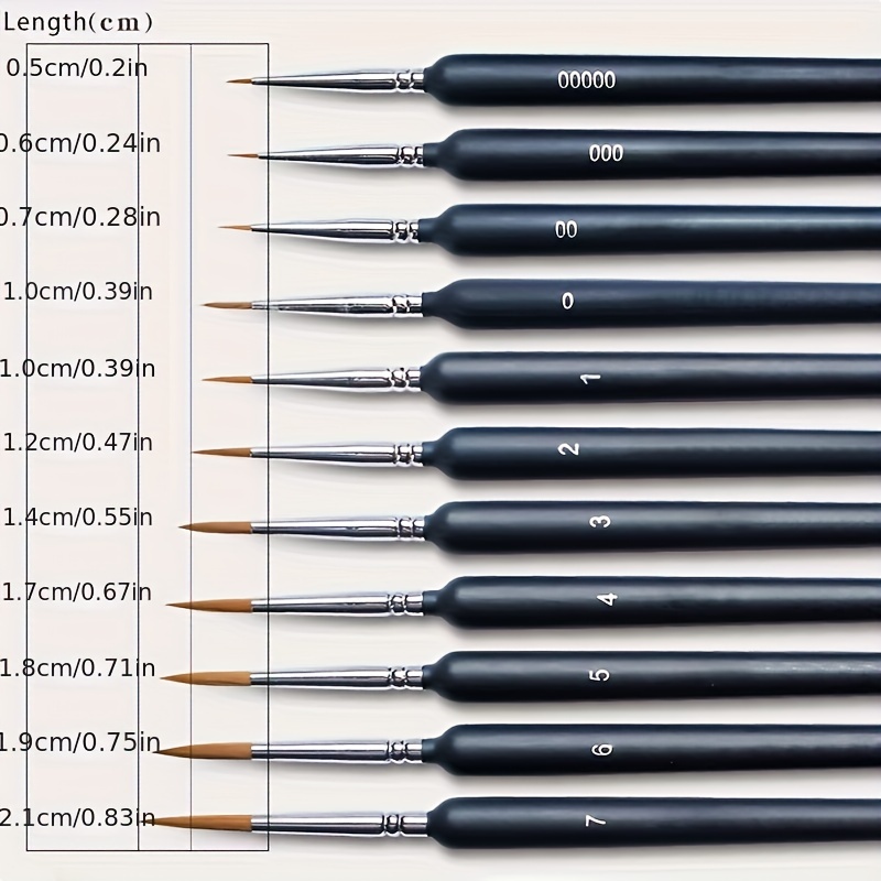 12 Pcs Langhao Hook Line Pen Fine Point Paint Brush Eyeliner Miniature  Brushes