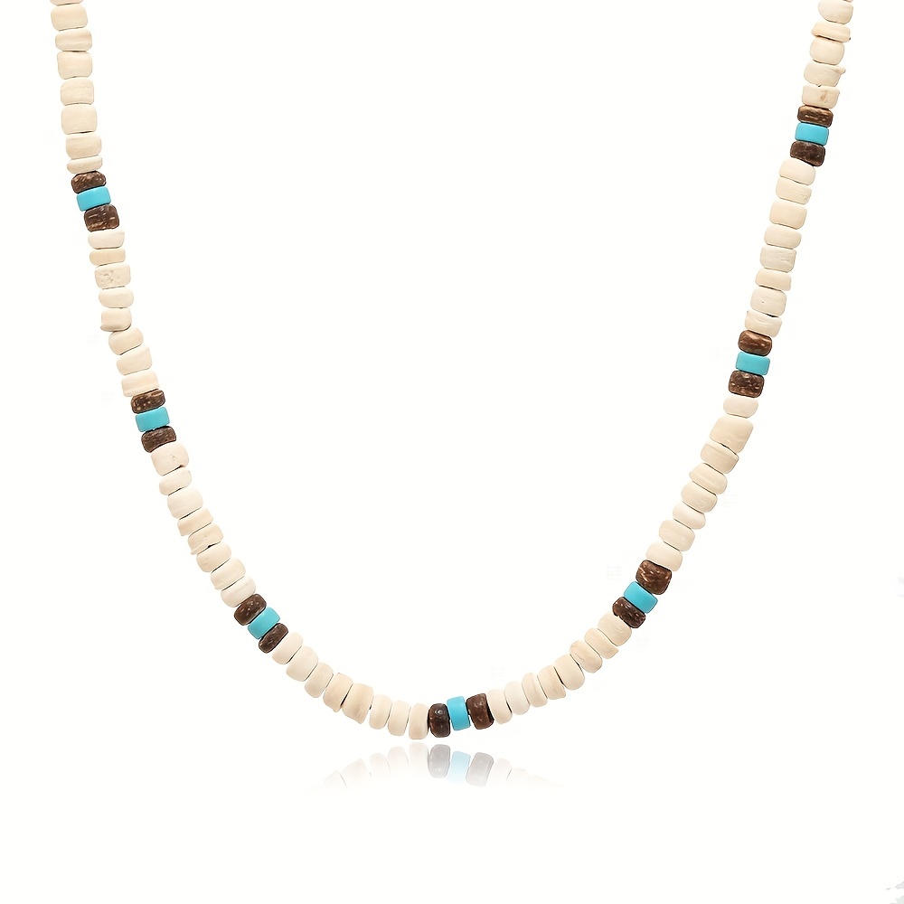Coconut Shell Turquoise Necklace, Boho Style for Men & Women