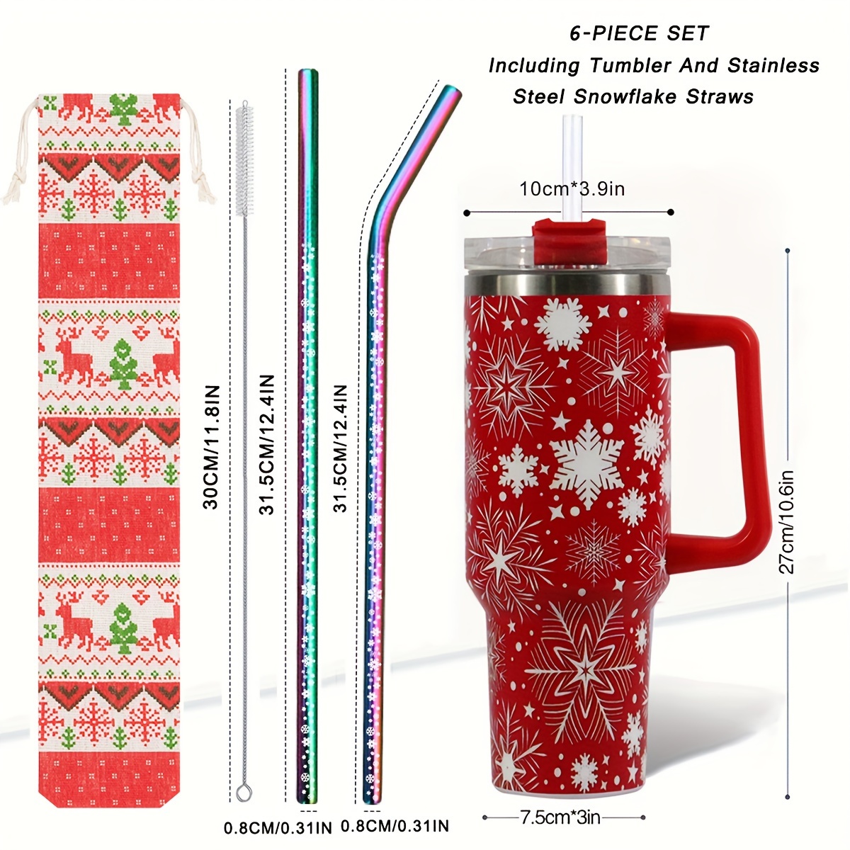 Snowflake Tumbler With Lid And Straw Plastic Water - Temu