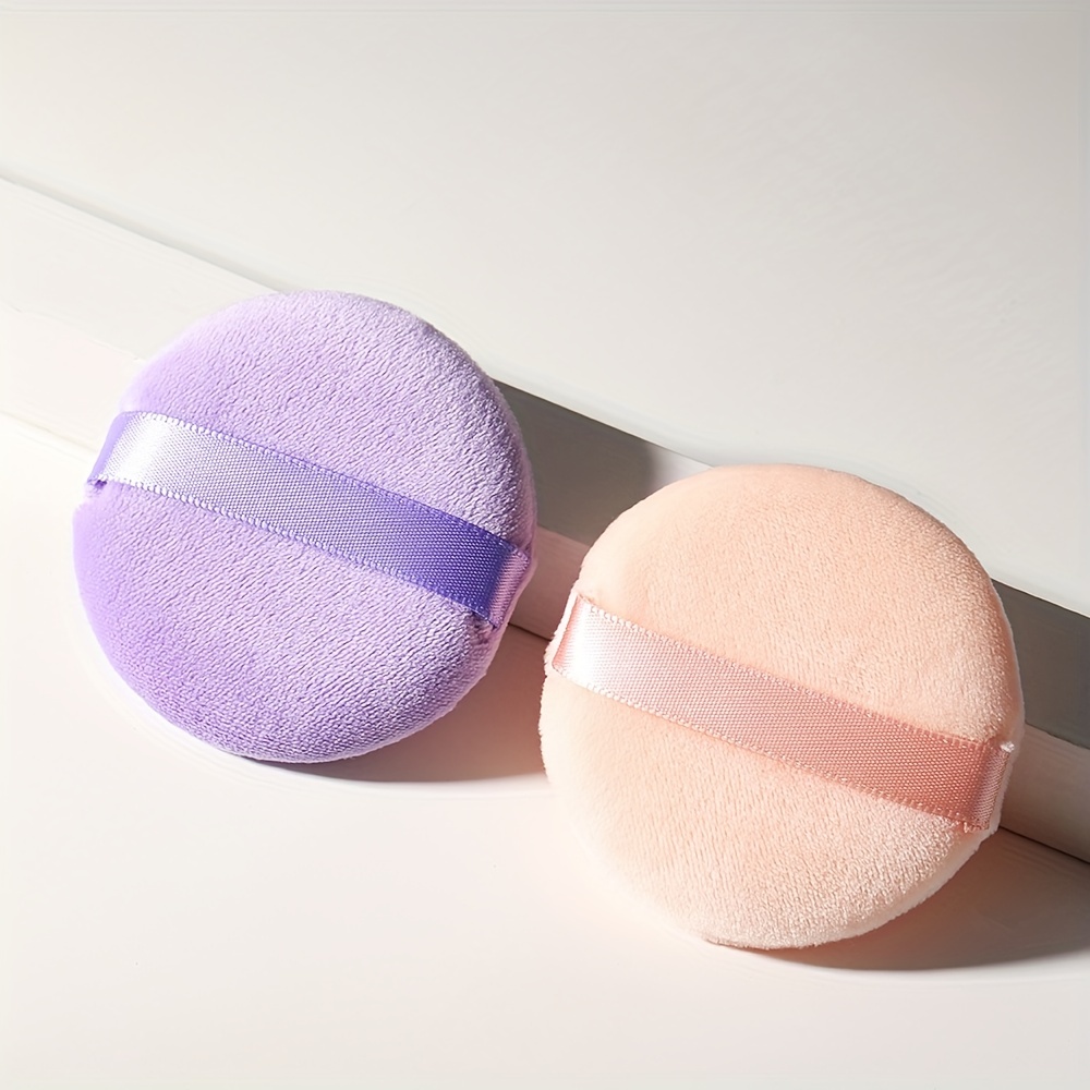 Round Makeup Puff Ribbon Loose Powder Applicators Soft - Temu