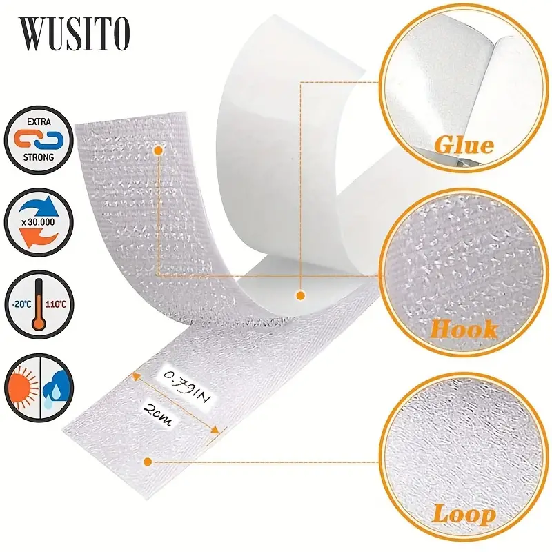 Wusito Hook And Loop Tape Roll With Heavy Duty Adhesive - Temu
