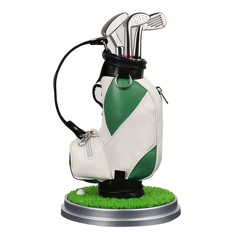 Hesxuno Golf Bag Pen Holder Creative Gift Office Decoration Modern Decoration Ballpoint Pen, Green