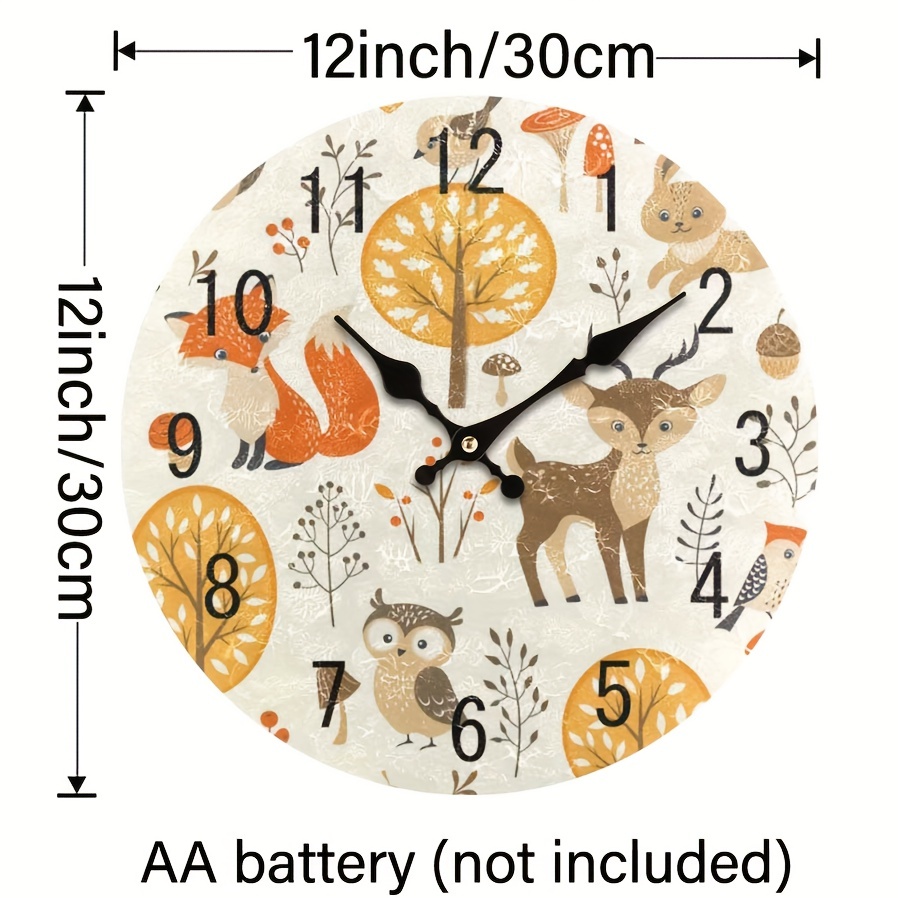 1pcの丸い壁掛け時計、静かな壁掛け時計、カートゥーンかわいい動物の