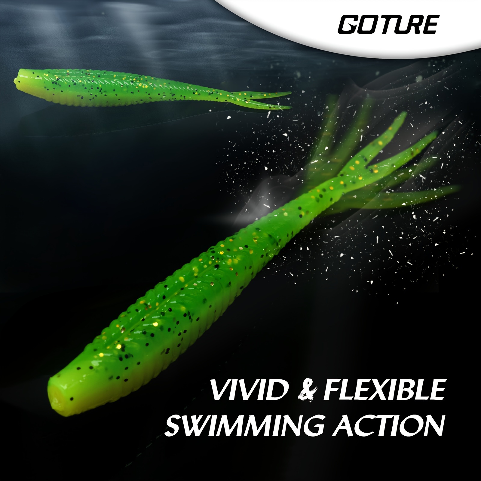 20 PCS Paddle Tail Swimbaits Green Worm Grub Soft Fishing Lure Bait  Silicone Bass Trout Lure