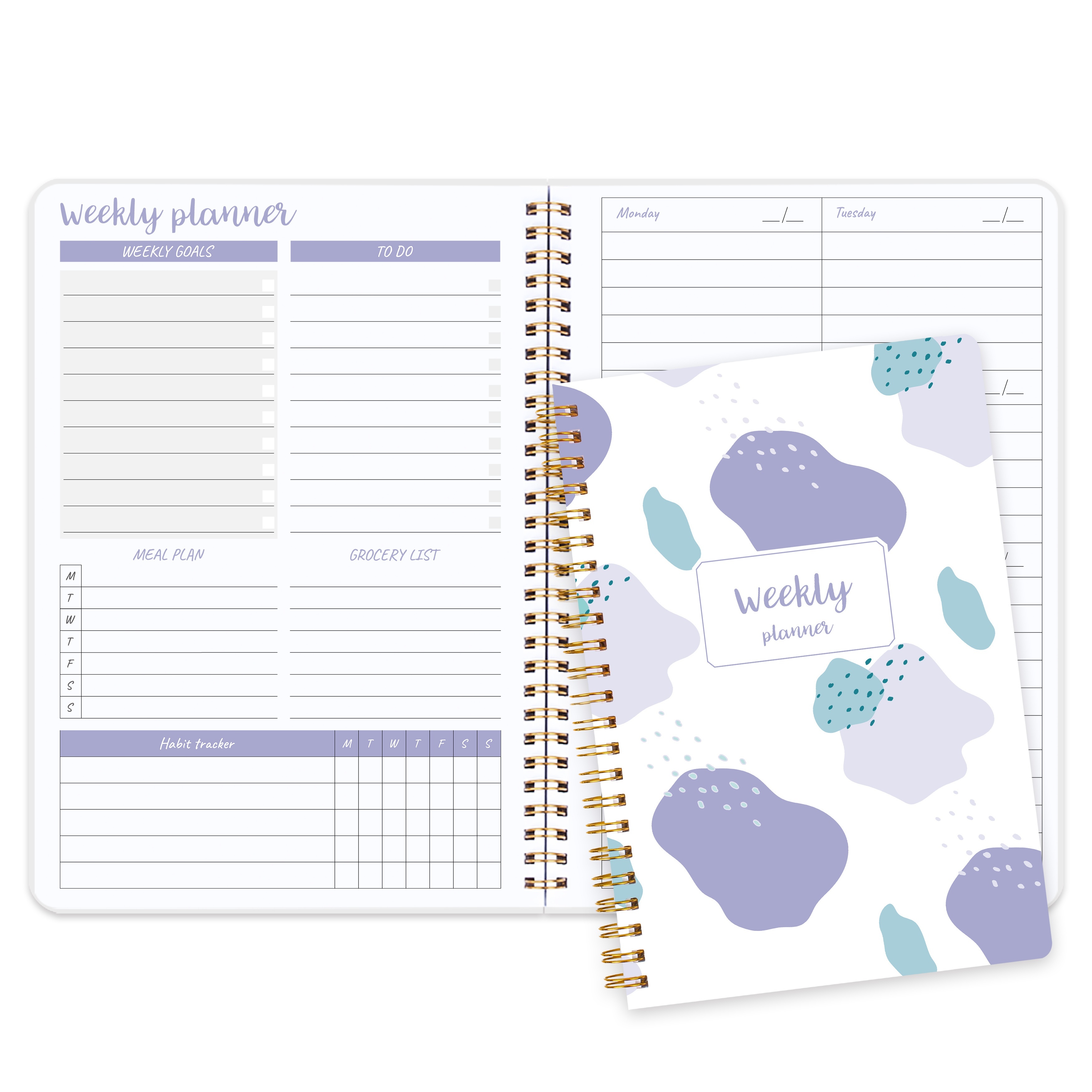 Trees Flower Weekly Notebook Undated Goals Planner Agenda - Temu