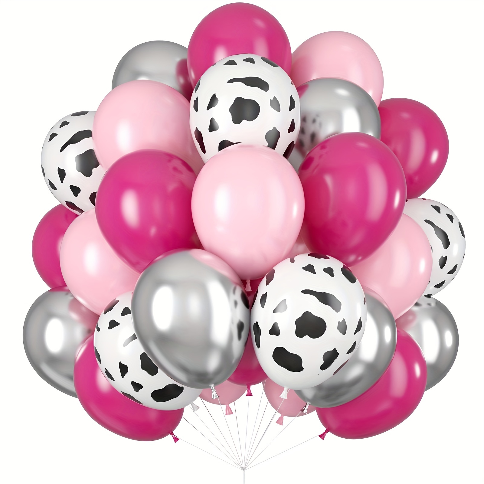 60 globos rosa y blanco, juego de globos de fiesta de 12 pulgadas de color  rosa claro y blanco con globos rojos metálicos, globos de látex de helio