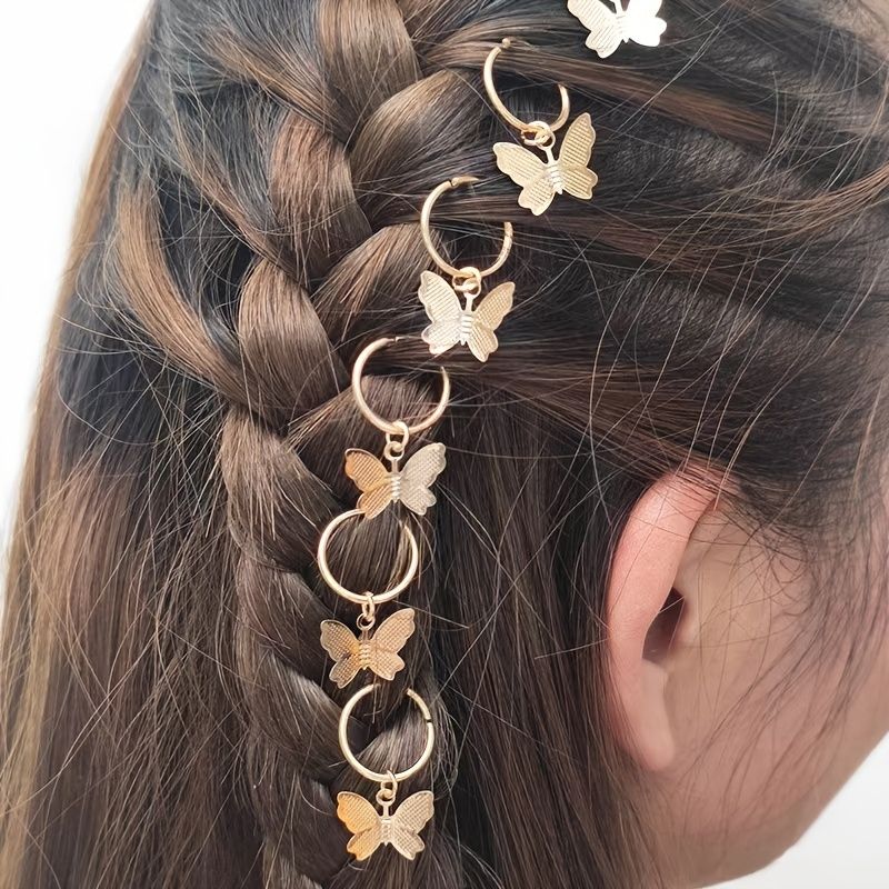 8pcs Hair Braid Rings Butterfly Pendant Charms Hair Braid Jewelry Rings  Clips Dreadlock Rings Hair Accessories For Women And Girls Viking  Accessories - Beauty & Personal Care - Temu