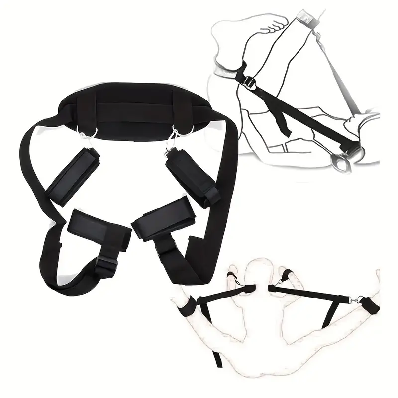 Black Bdsm Trainer Handcuffs Sex Harness Adjustable Bondage - Temu