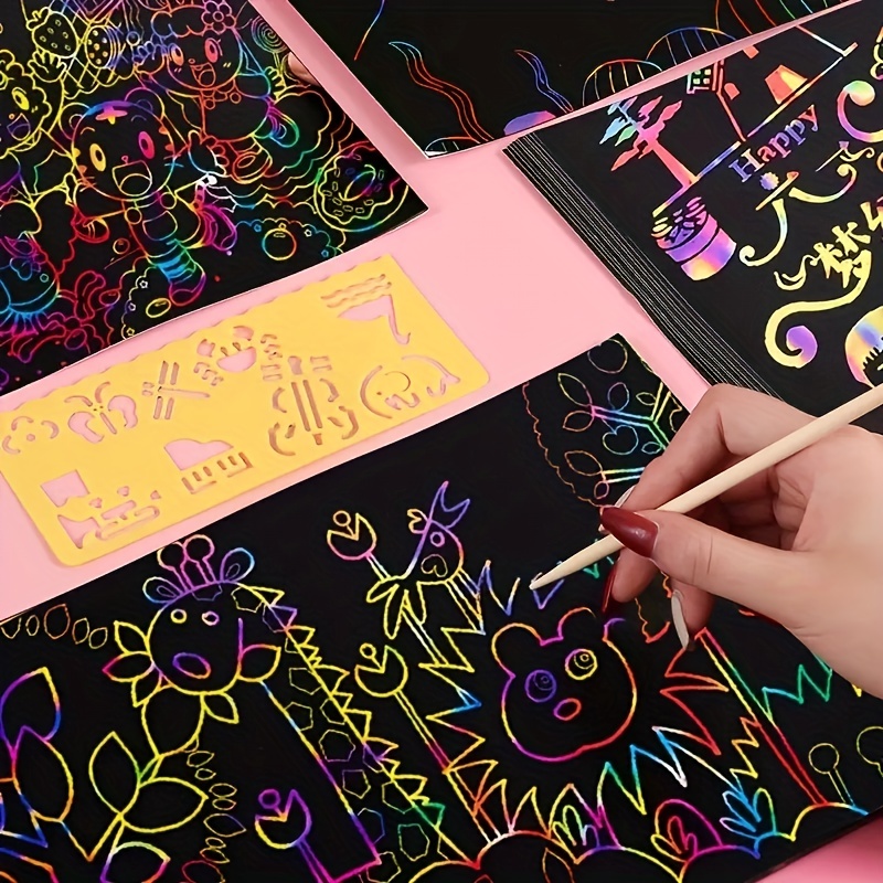 Scratch Paper Art For Kids Magic Rainbow Scratch Paper Off - Temu
