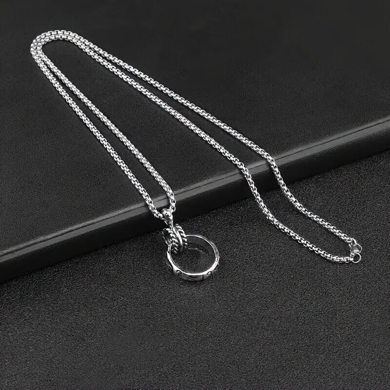

1pc Transfer Pendant Titanium Steel Necklace, Men Cool Retro Couple Jewelry Gift
