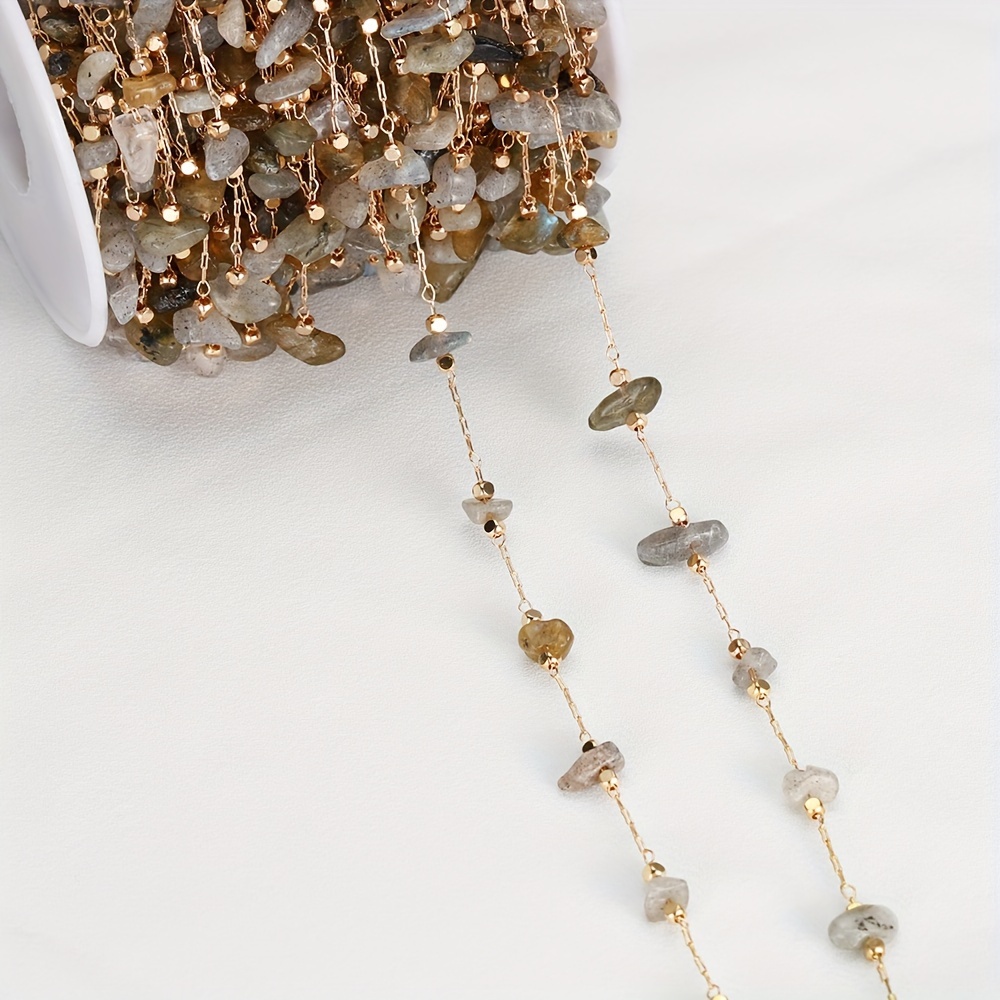 1meter Bohemian Style Crystal Irregular Stone Beaded Chain - Temu