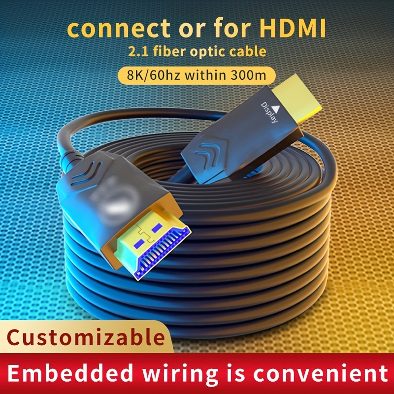 8k Hdmi 2.1 Câble Fibre Optique Câble Hdmi 120hz 48gbps Hdr Hdcp Pour Hd Tv  Box Projecteur Ps3/4 Ultra Haute Vitesse Ordinateur